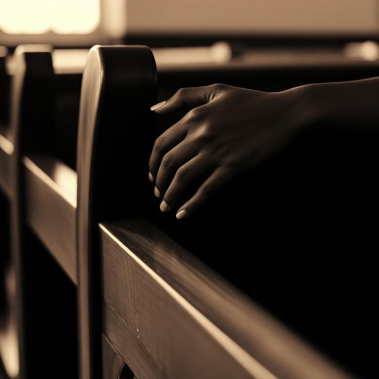 Hands on a church pew